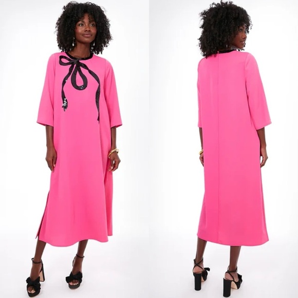 NWT Tuckernuck Electric Pink Bow Jamie Dress - Picture 1 of 12